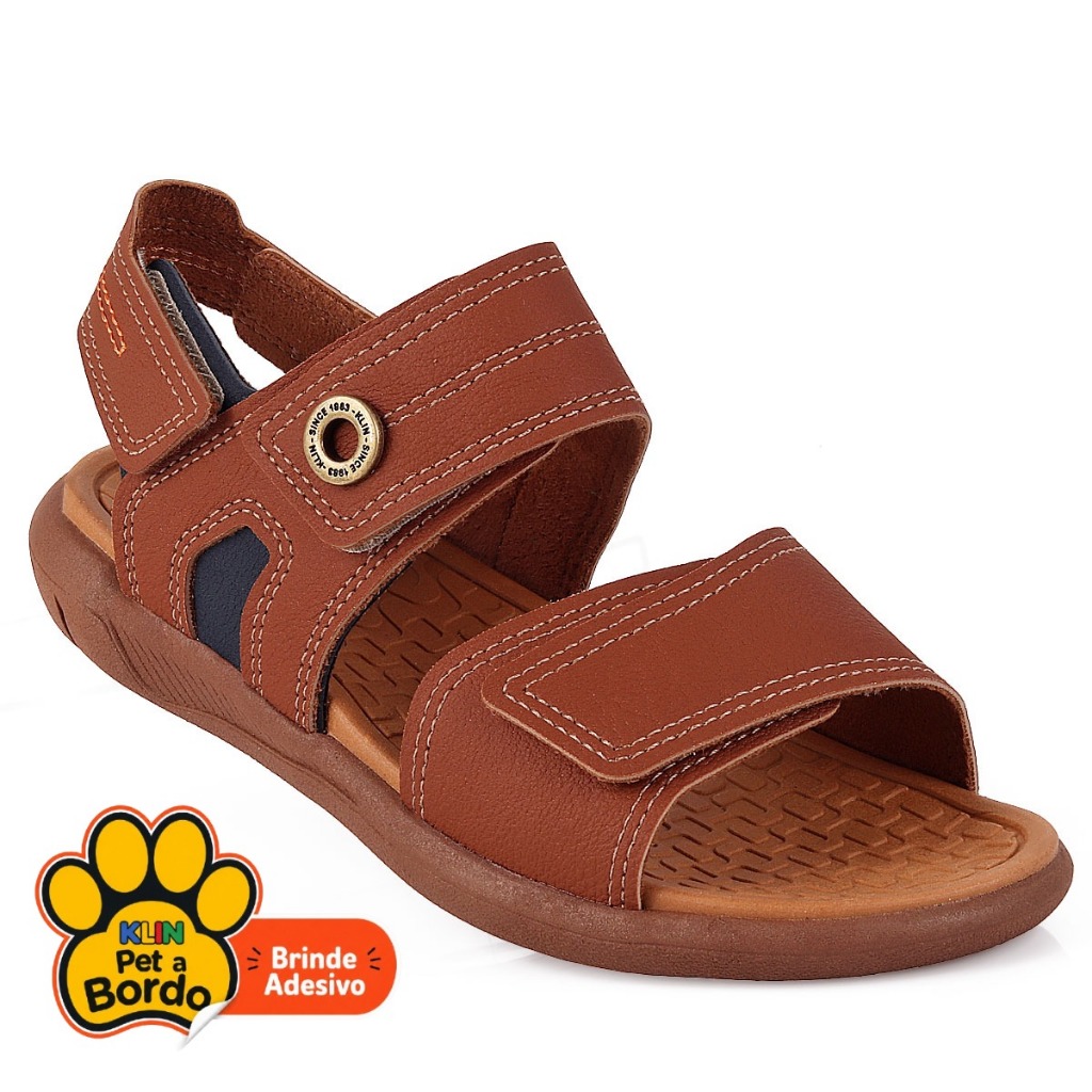 Sandália Papete Infantil Menino Klin Original Urban Marrom – Conforto e Velcro Triplo