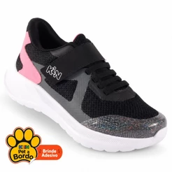 Tênis Infantil Feminino Klin Freedom Esportivo Escolar Solado Ultra Mácio em EVA - Preto