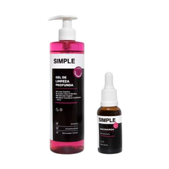 Kit Rotina Pele Oleosa - Gel Limpeza Profunda + Sérum Solução Niacinamida Simple Organic