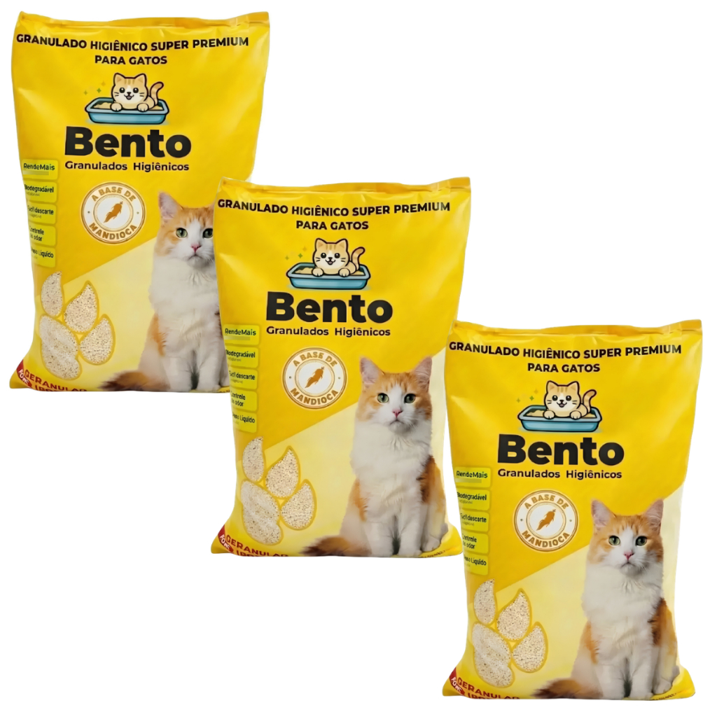 Areia biodegradável para gato higiênica mandioca bento cat granulado grãos grossos rende muito bio — imagem 2 de 2