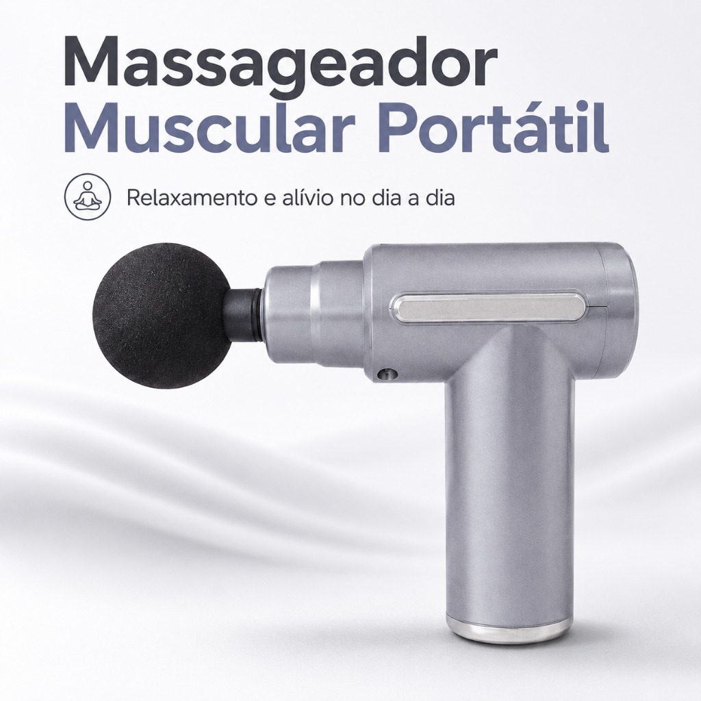 Pistola de Massagem Muscular Elétrica Portátil Massageador Corporal para Relaxamento Pós-Treino