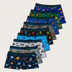 Kit 10 Cuecas Box Boxer Infantil Menino Forro 100% Algodão
