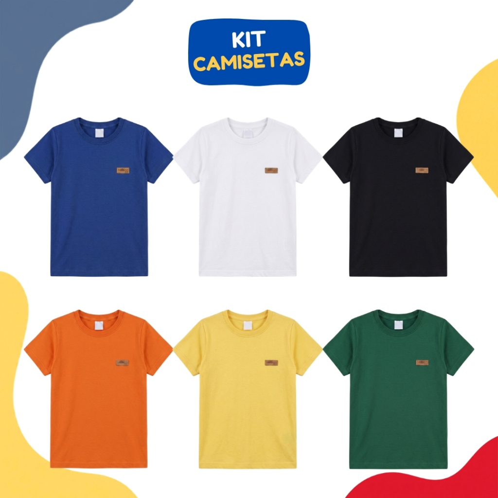 Kit 3 Camisetas Menino Básicas Manga Curta Sortidas Infantis Verão