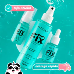 Kit Spray Real Fix 150ml + Gotas Fix + Primer Grip Fix Vegano Original Vizzela