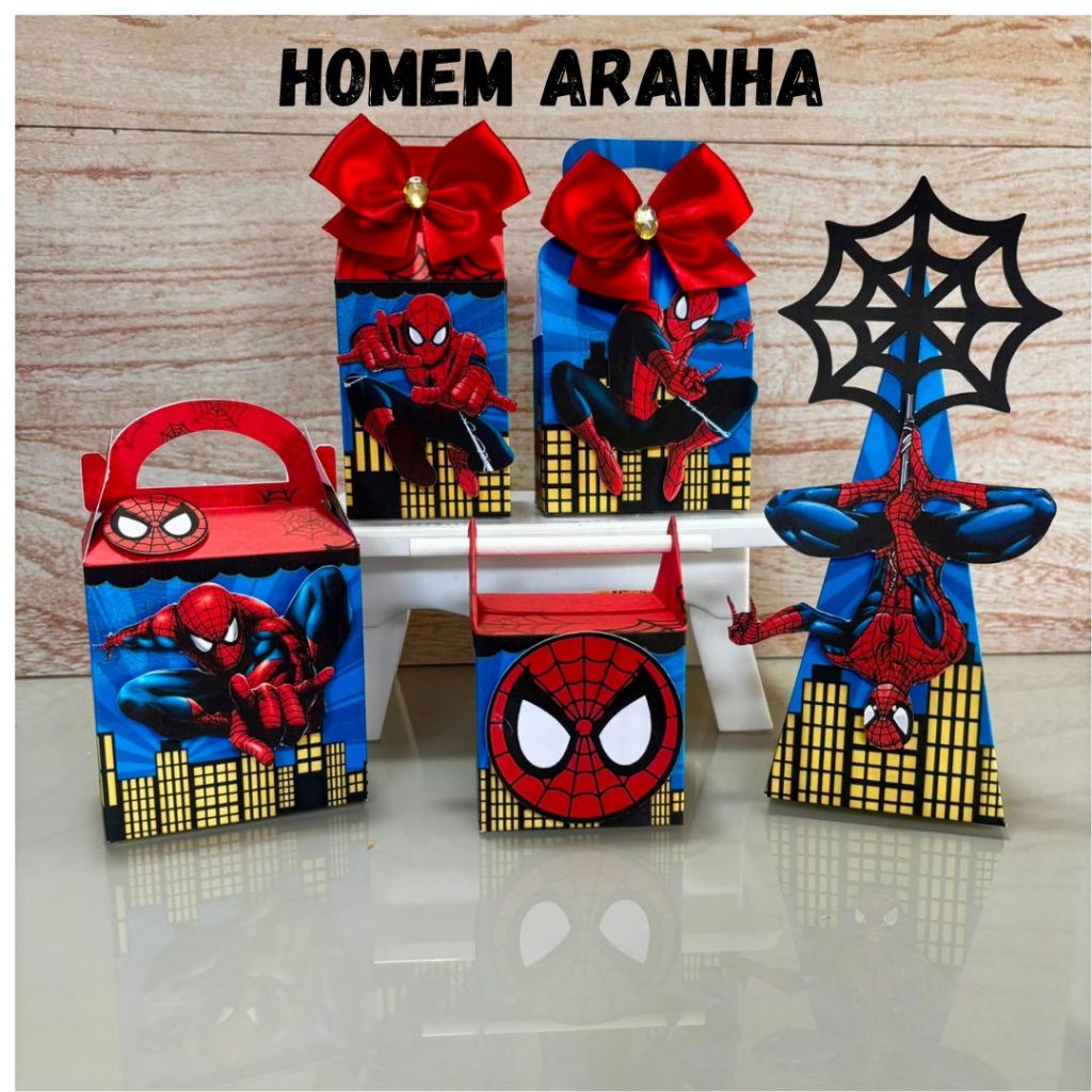 Kit Festa Homem Aranha Caixinhas Personalizadas Lembrancinhas Aniversário Infantil Festa Super Heroi Festa Menino