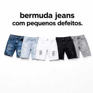 Bermuda Jeans Masculina Rasgada Desfiada Shorts da Moda Modelos com Pequenos defeitos