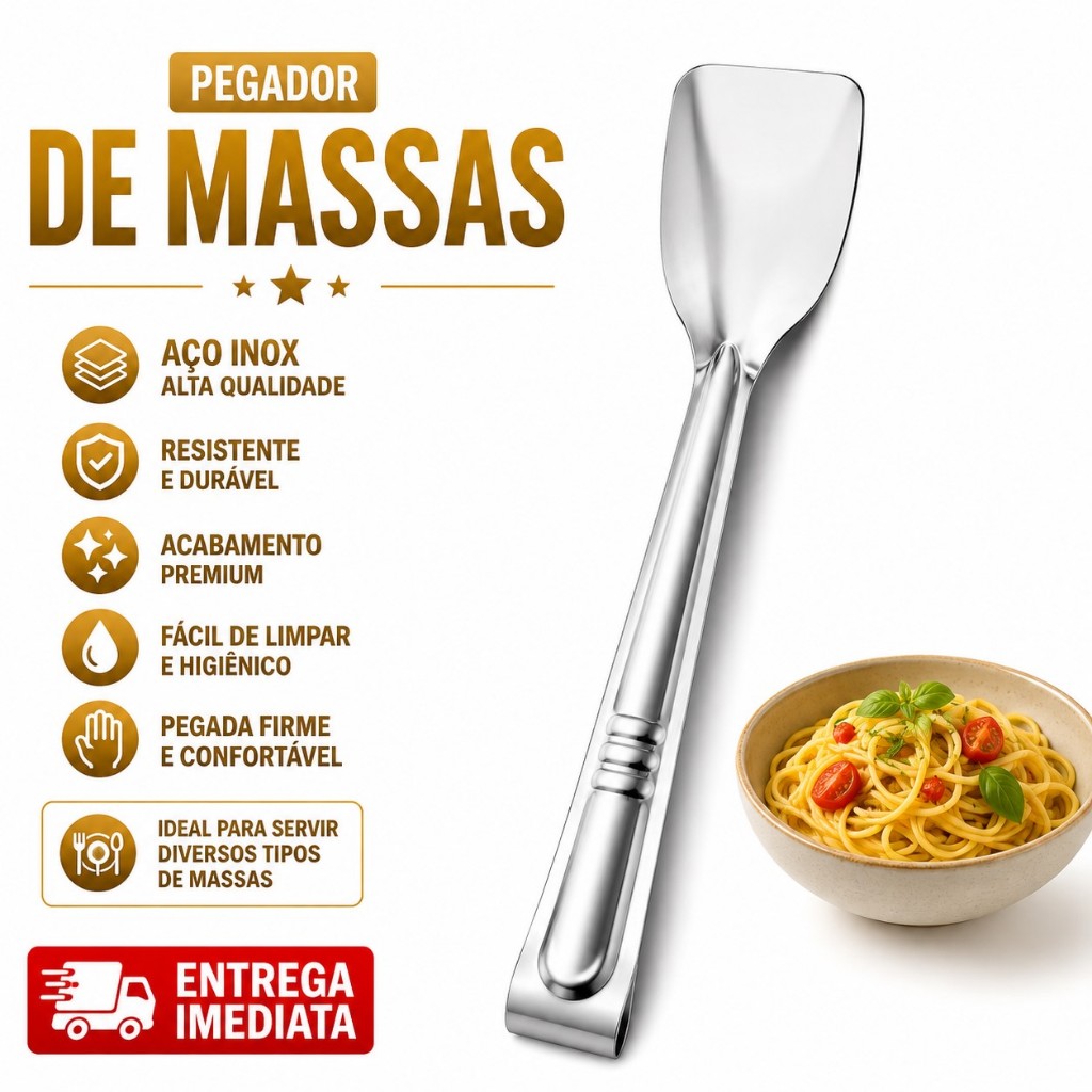 Kit 24 Pegador Grande Inox Massas Salada Frios Carnes Restaurante Cozinha Pegador Universal 18cm