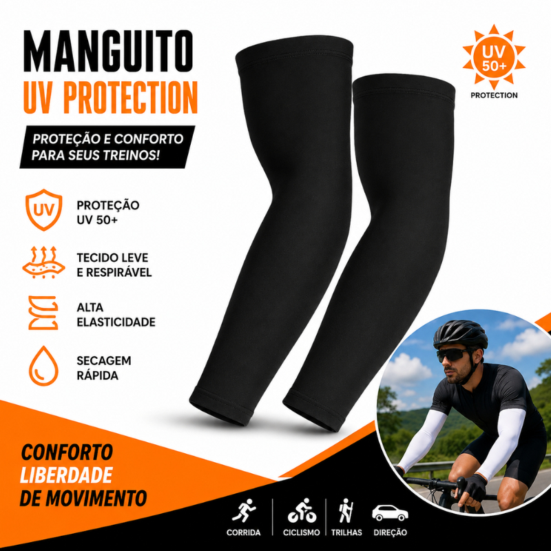 Kit Par Manguito Protetor Braço Térmico Proteção a Exposição Solar UV50+ Segunda Pele Unissex