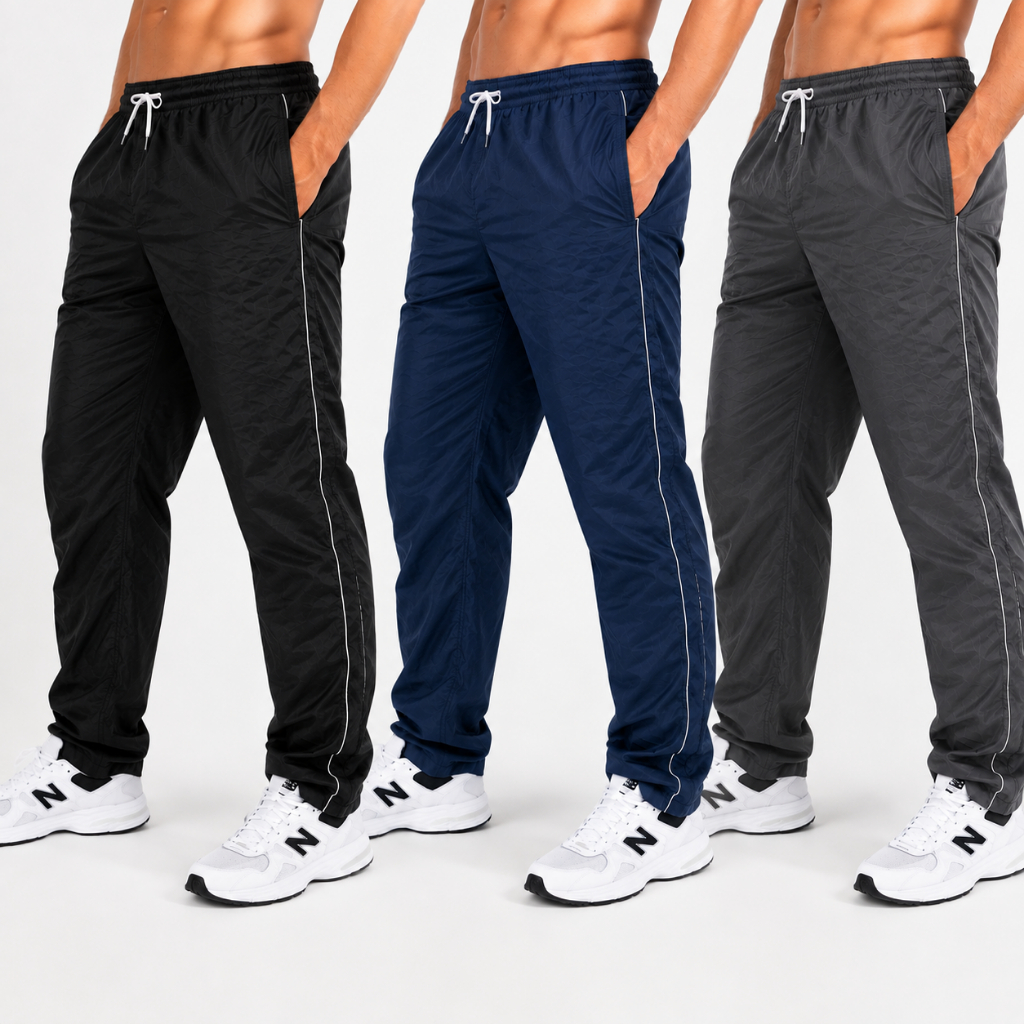 Kit 3 Calças Masculina Tactel Lisa Com Bolsos Esporte Caminhada Academia Frio
