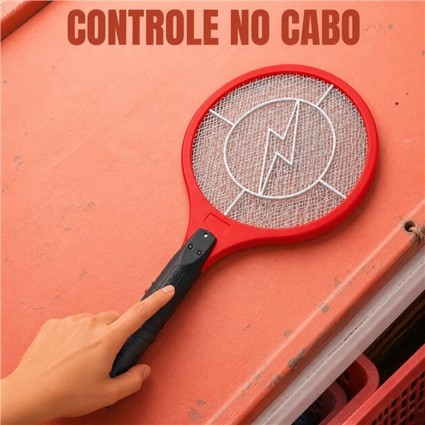 Raquete Anti Mosquito Elétrica Tripla Camada Área Ampla Matador Insetos Recarregável — imagem 2 de 2