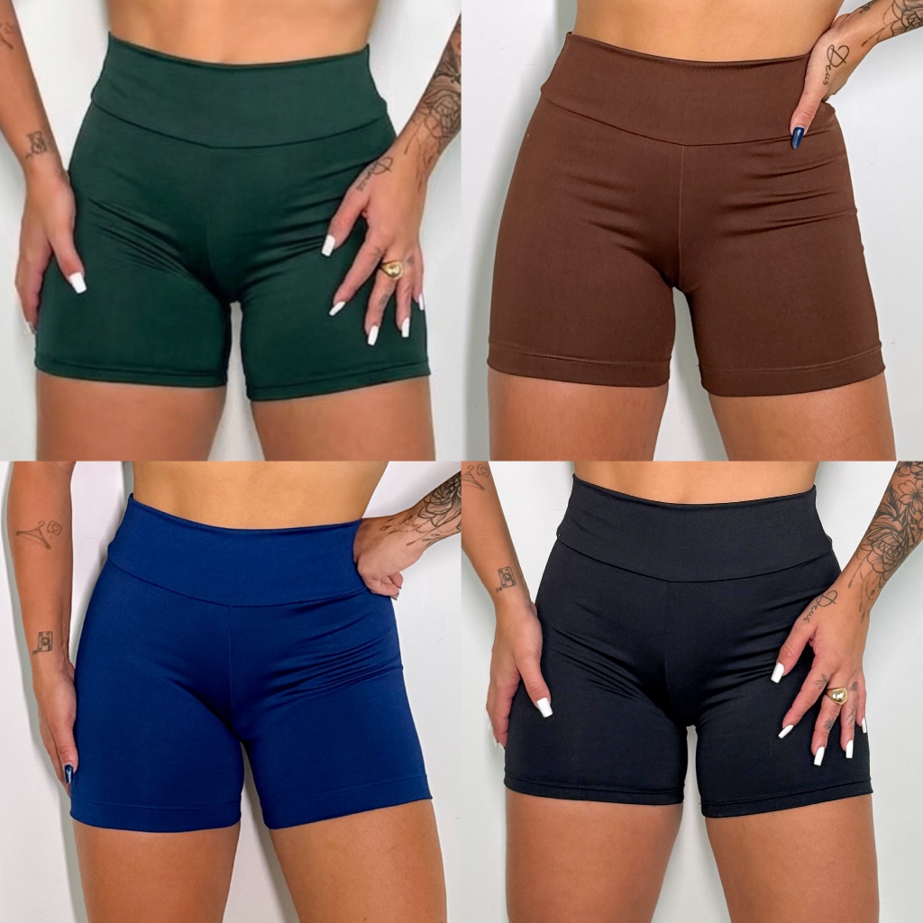 Short de Academia Cintura Alta Fitness Esportivo Feminino Shortinho para Treino e Caminhada Estampas Variadas