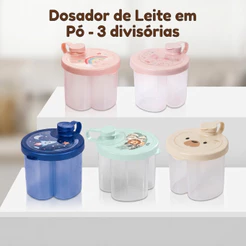 Porta Dosador Leite em Pó com Trava 3 Divisórias Fórmula Infantil Plasútil 300ml
