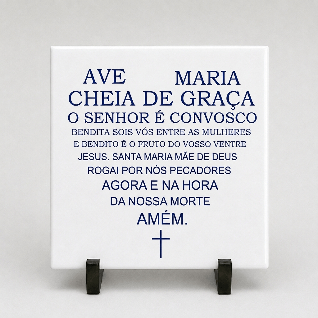 Azulejo Decorativo Ave Maria Oração Devoção Religioso Cantinho Da Fé Presente Católico Com  Suporte