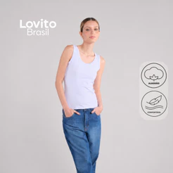 Lovito Regata Básica Feminina de Algodão TKB20432073
