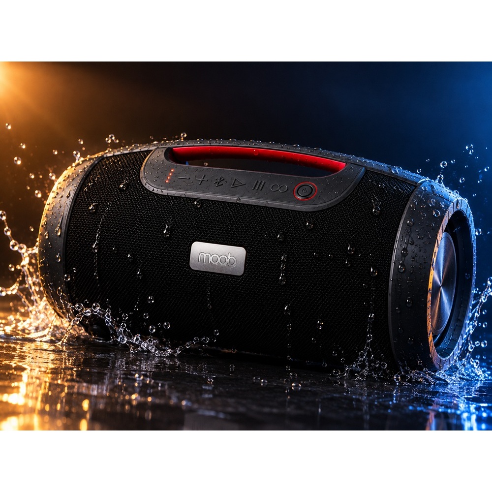 Caixa de Som 80w Moob Live Bluetooth 5.0 Resistente á Água IPX5 Led Função TWS Google e Siri Bivolt