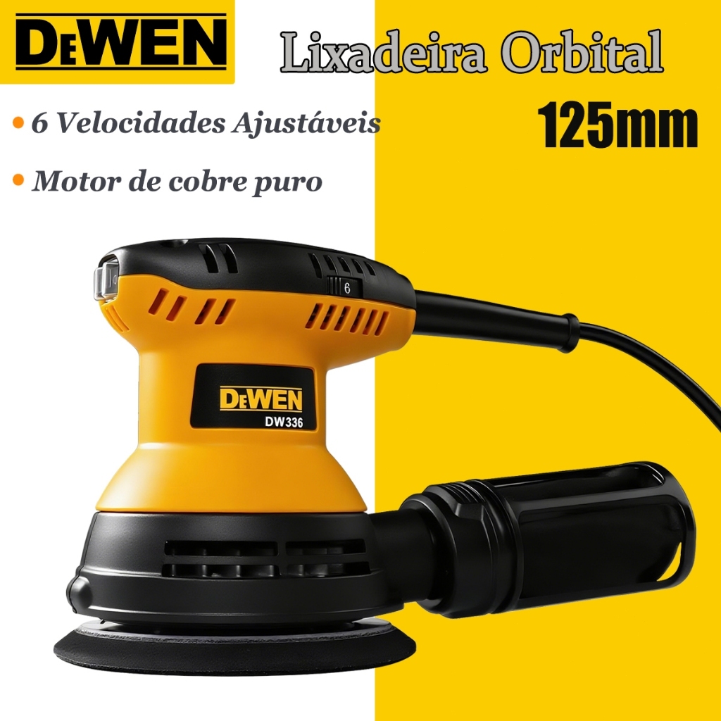 Lixadeira Roto Orbital Com Coletor de Pó Removível E Base Emborrachada, 125cm 480w 6 Variable Speed