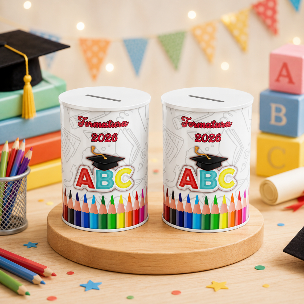 Adesivo para Cofrinho Personalizado para Festa Infantil de Criança Mimo Lembrancinha Formatura ABC