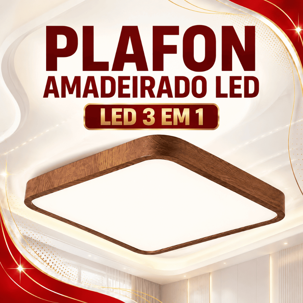 Plafon LED Sobrepor 20W 30W 50W Amadeirado Luminária De Teto Quadrado Madeira 3 Em 1 Natural Wood New