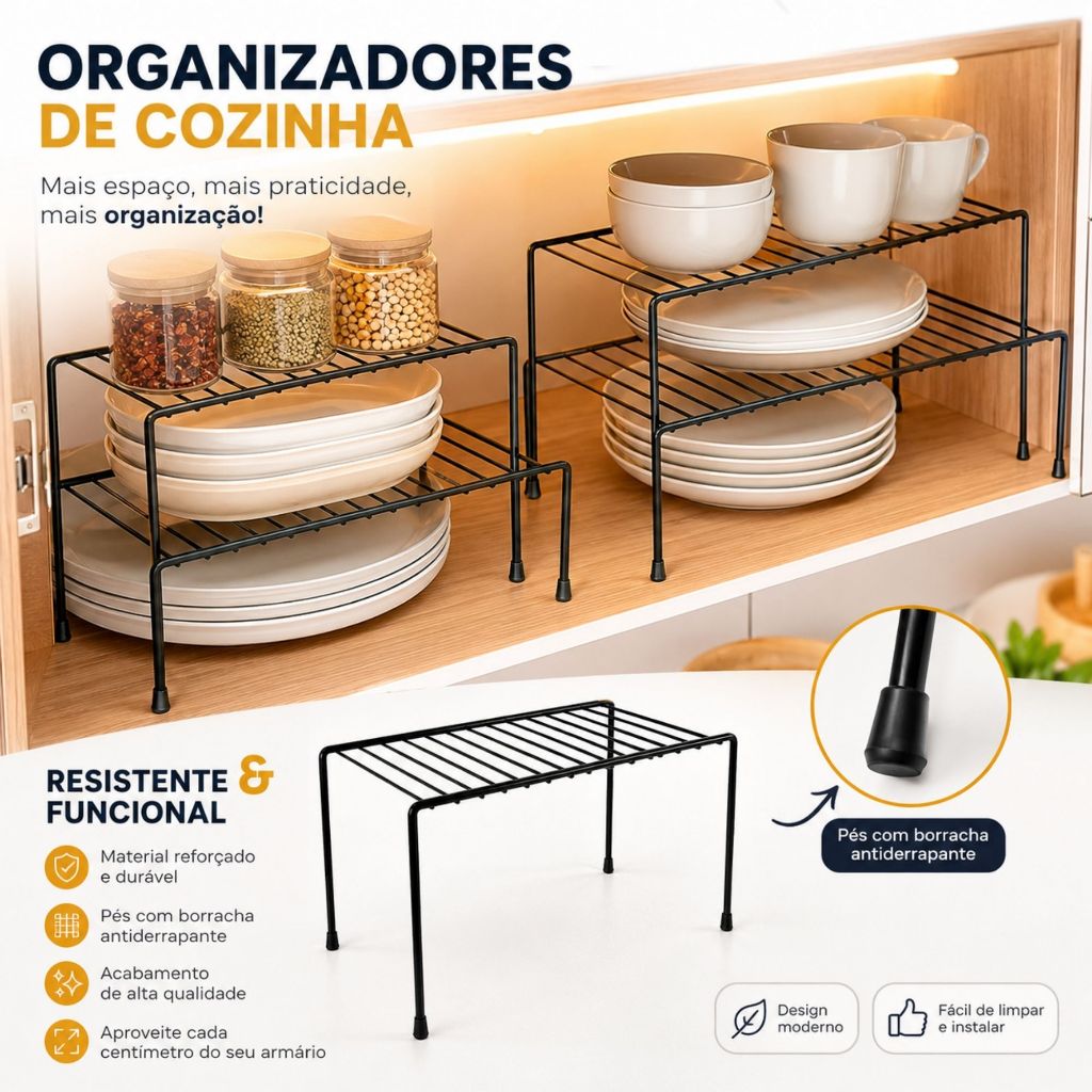 Organizadores Armário Armario Prateleira Aramado 32 Cm Preto e Branco
