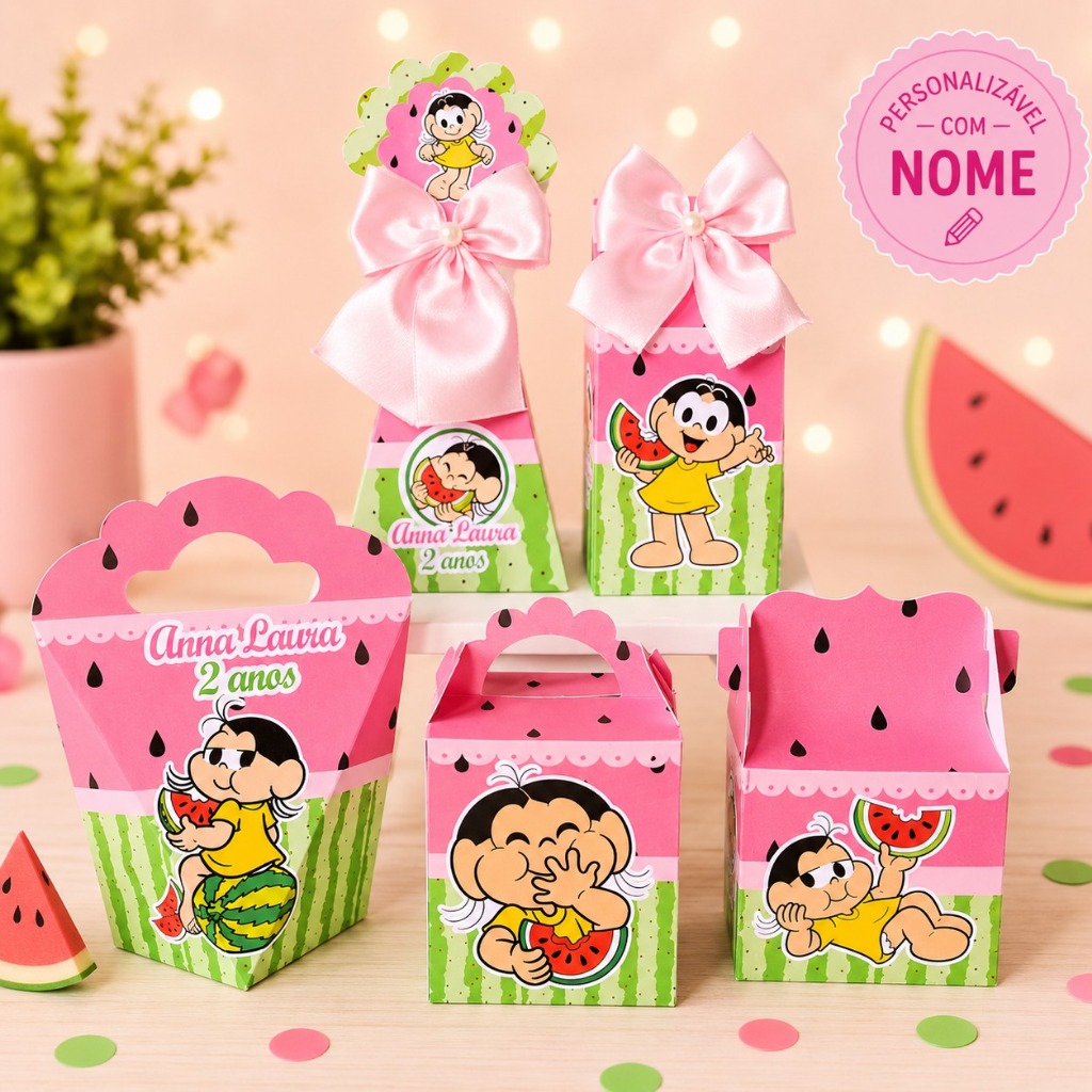 Kit Festa Magali Rosa Personalizados Lembrancinhas Festa infantil Aniversário Caixinhas Personalizadas Mimo