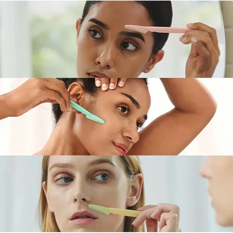 Kit com 3 navalhas modeladora de sobrancelha e limpeza de pele