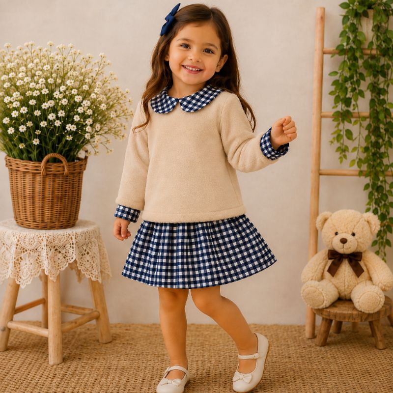 Conjunto Infantil Menina Roupa de menina Blusa e Saia Conjunto Quentinho