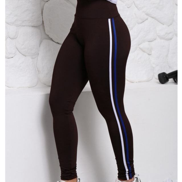 Calça Legging Feminina Fitness com Listras Laterais – Moda Academia e Treino