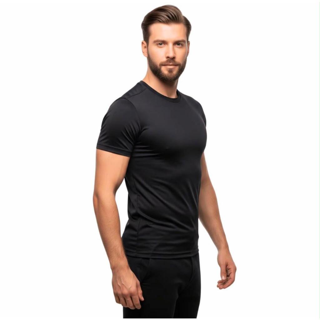 Camiseta Preta Dry Fit Unissex Manga Curta Academia Treino Esporte Proteção Solar UV50+