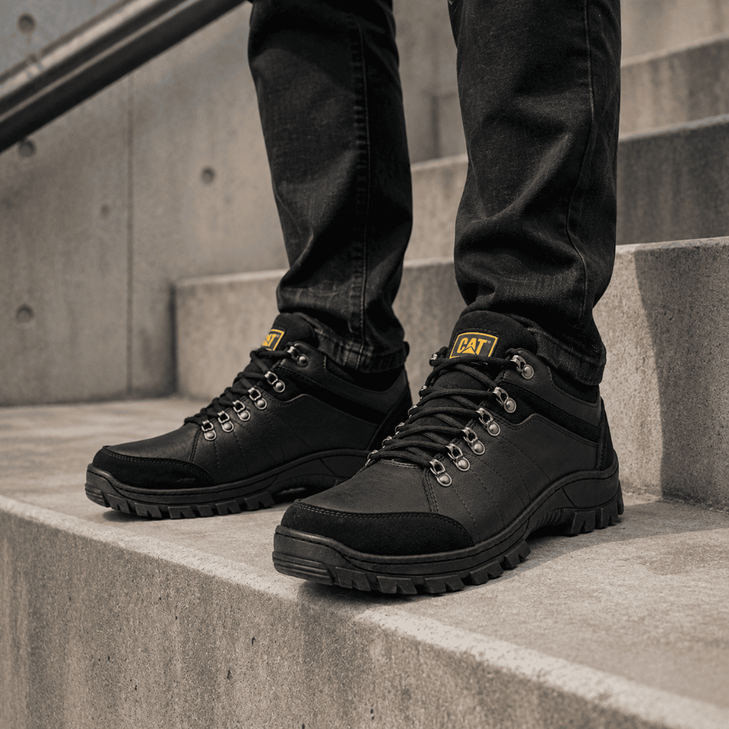 Bota Botina Cat Masculina Adventure Impermeável em Couro Legitimo Nobuck com Solado Antiderrapante