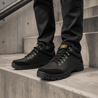Bota Botina Cat Masculina Adventure Impermeável em Couro Legitimo Nobuck com Solado Antiderrapante