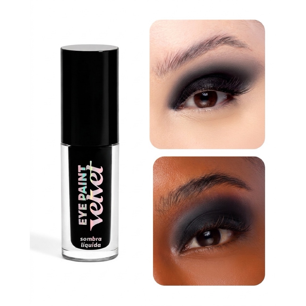 Sombra Líquida Eye Paint Velvet Dailus Black | Alta Pigmentação, Matte e Longa Duração