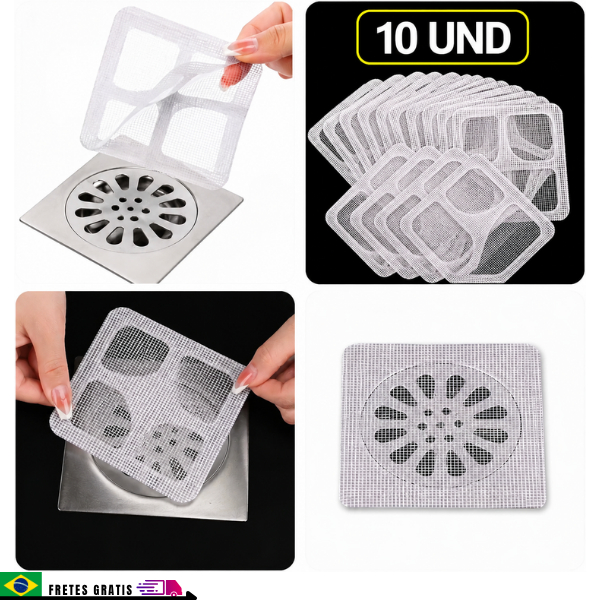 Tela Adesiva Para Ralo: KIT Com 10 /20 Unidades | Tamanho 10x10 | Protetor de Ralo