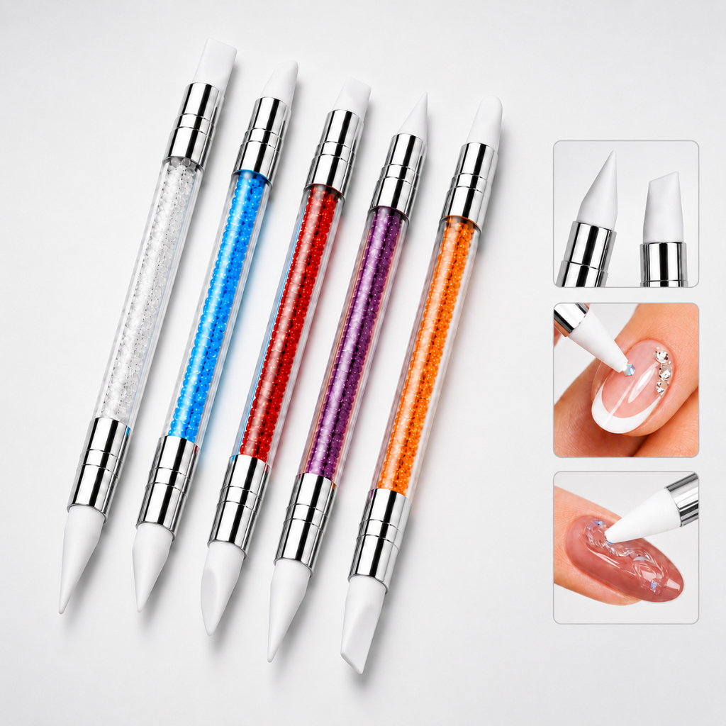Kit 5 Pincéis Silicone Decoração Unhas 3D Profissional Nail Art