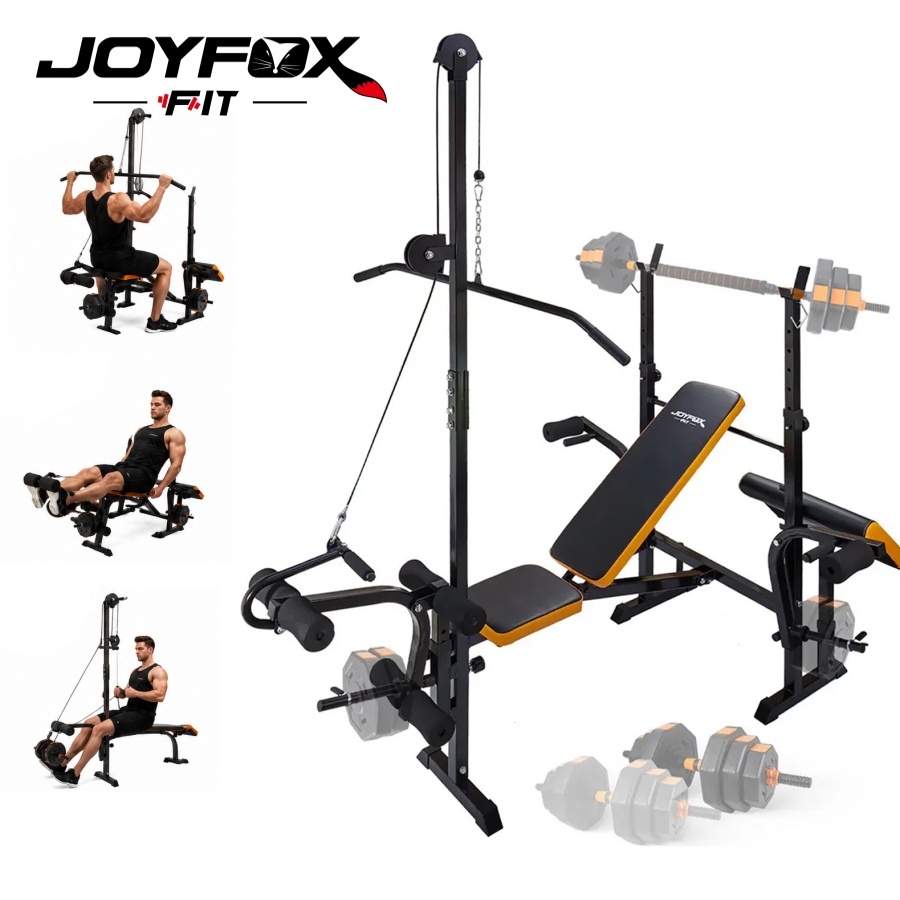 Banco de Supino Regulável JOYFOX - Estação de Musculação Multifuncional para Treino em Casa