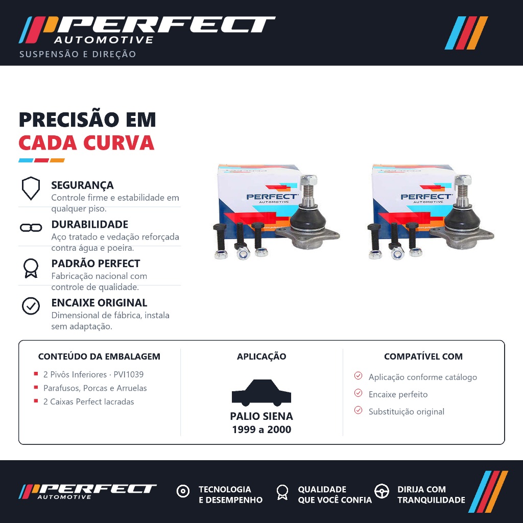 PAR Pivo De Suspensão Palio Siena 1999 a 2000 Perfect PVI1039