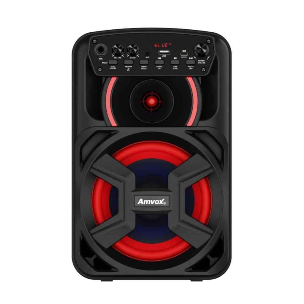 Caixa de Som Amplificada Amvox ACA 181 Mini Gigante 180W Bivolt Bluetooth bateria até 12 horas Karaokê