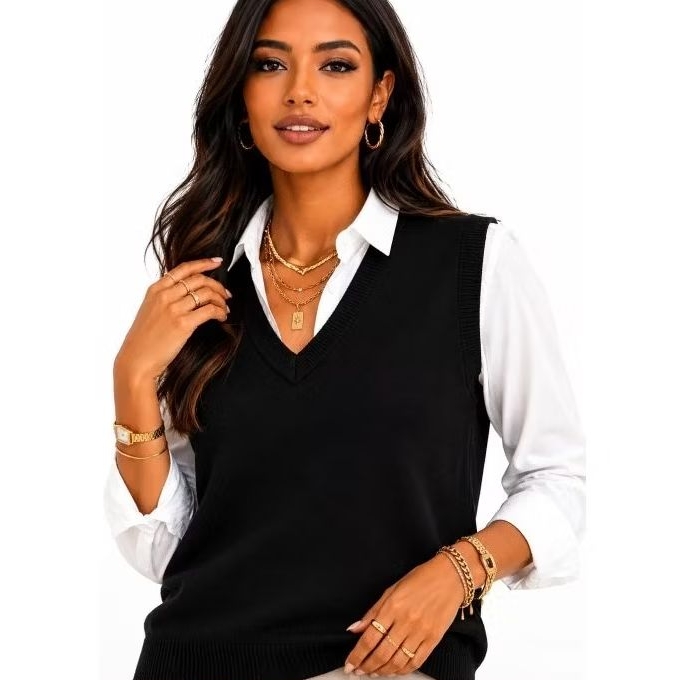 Colete Feminino de Tricot  Decote V Pullover  Overziver Tricot Premium FORMA GRANDE!
