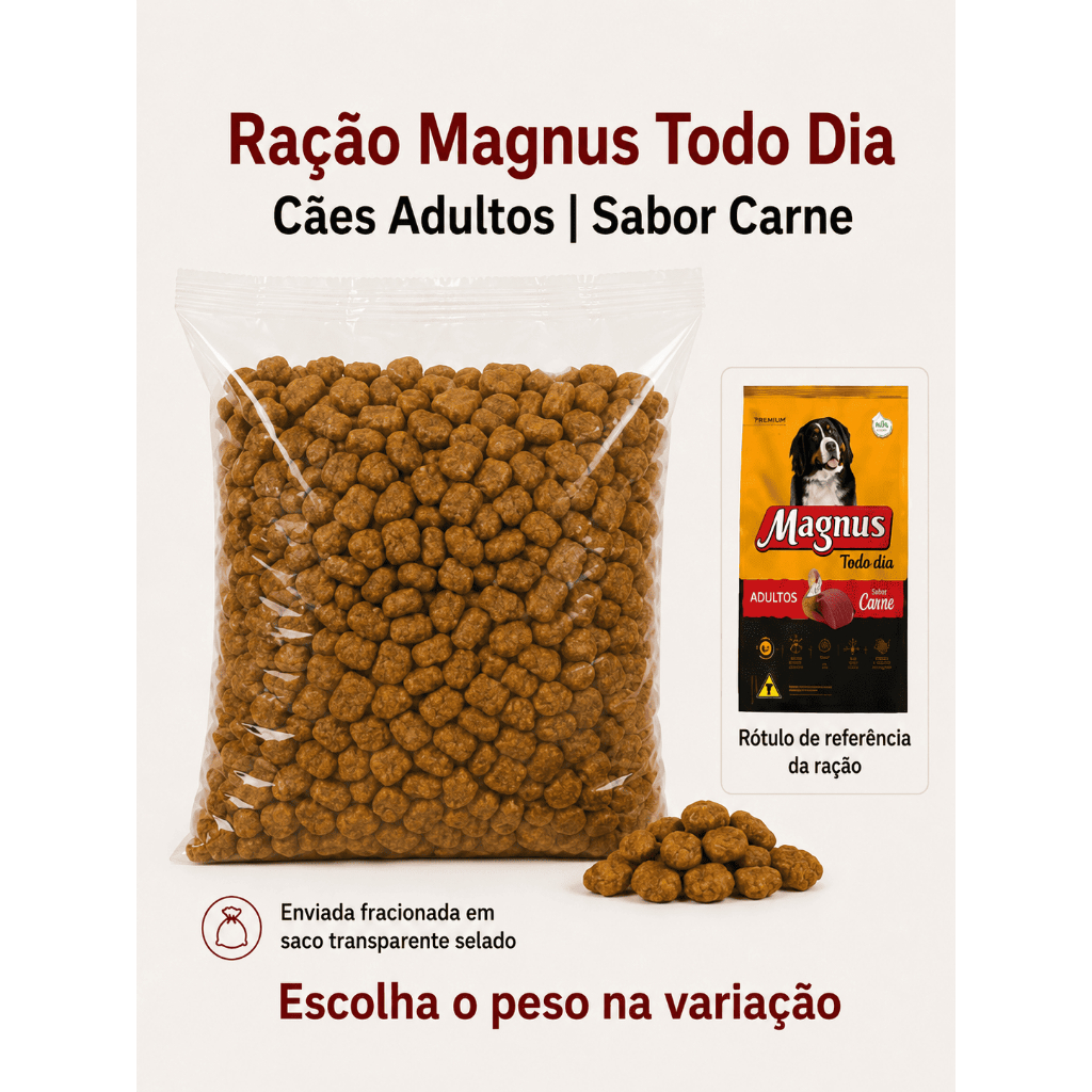 Ração Magnus Todo Dia Cães Adultos Carne A Granel 1kg 2kg 3kg 4kg 5kg Fracionada Premium Adimax