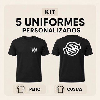 Kit 5 Camisetas Personalizadas Com Sua Logo 100% Algodão Peito de Costas