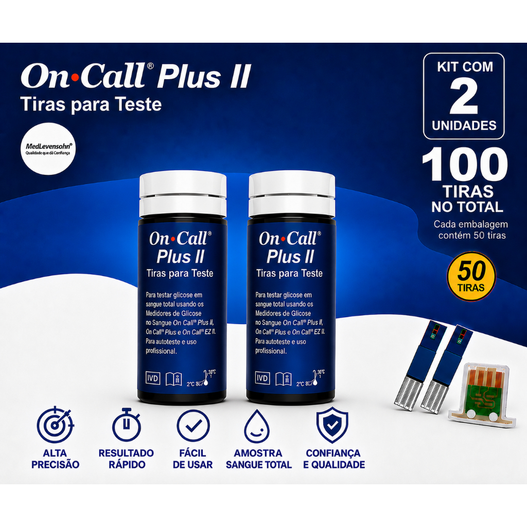 100 Tiras de Glicemia On Call Plus II