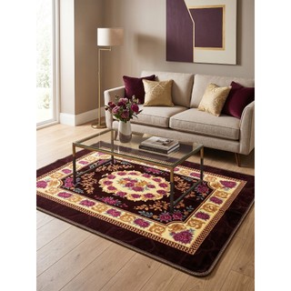 Tapete Sala Quarto Floral Indiano 100x150 cm Antiderrapante Ins Flannel pequeno Estampado
