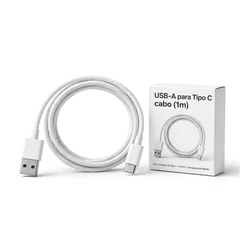 Cabo USB Tipo C Carregador Rápido Entrada USB-C Saída USB 1m
