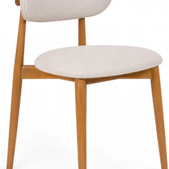 Cadeira de Jantar Estofada Lunna Amêndoa e Linho Off White