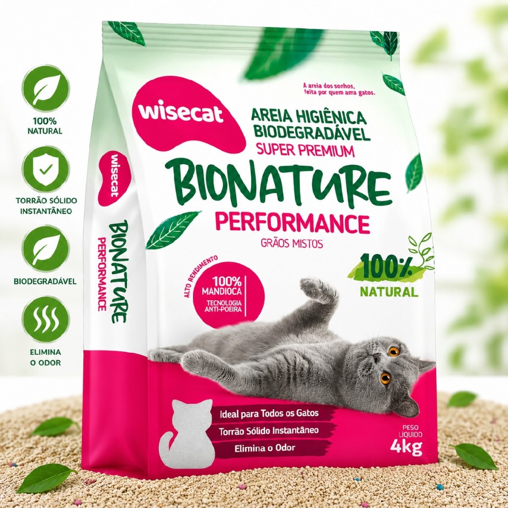 Areia Higiênica Para Gatos Biodegradável Performance 4kg