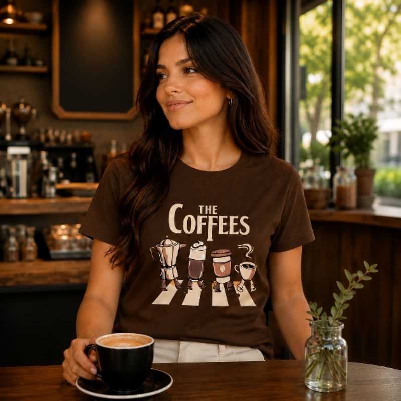 Camiseta Feminina Café Coffee Lovers Estampada Básica Casual Algodão Confortável Presente Criativo Moda Feminina