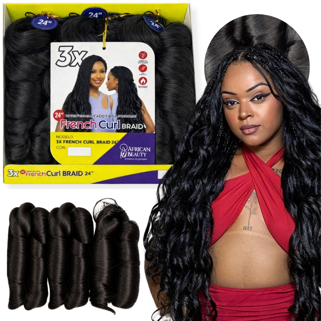 Cabelo French Curl 3x Boho Crochet Braid Tranças Com Pontas Soltas Cachos Ondulado Tranças 200g
