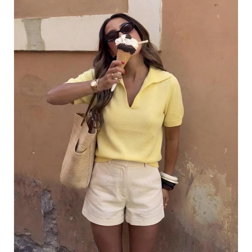 Blusa Feminina Tricot Lisa Gola Polo Confortável e Elegante/Tendencia