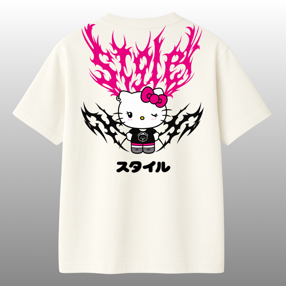 Camiseta Oversized Hello Kitty Style Freaky Streetwear Academia 100% Algodão Camisa Estampada Anime Unissex Premium Gym