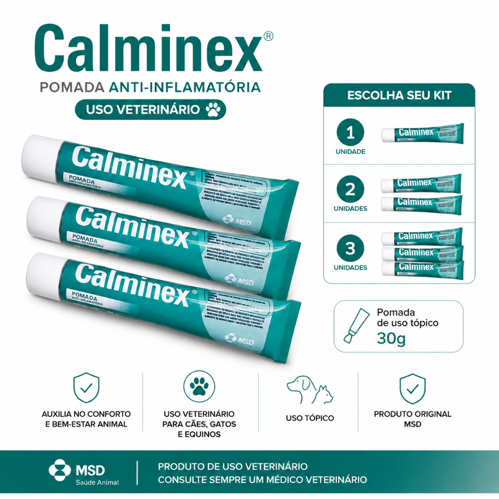 Calminex 30g Pomada de Uso Veterinário MSD - Escolha o Kit