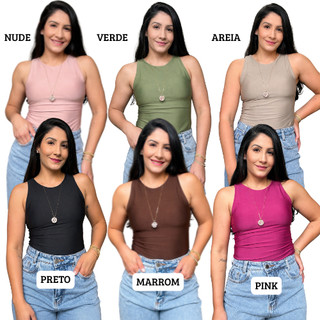 Kit Regata Blusa Feminina Suplex Dupla Básica Casual Blogueira Tendencia Regatinha